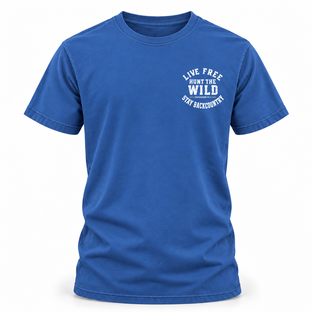 Live Free Hunt the Wild Stay Backcountry Tee | Outdoor Adventure T-Shirt