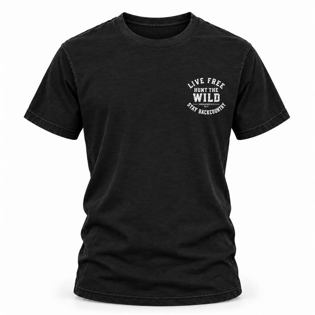 Live Free Hunt the Wild Stay Backcountry Tee | Outdoor Adventure T-Shirt