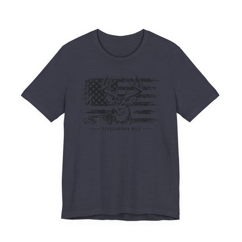 Deer & Distressed American Flag T-Shirt | Hunting Shirt | Outdoorsman Gift | Tahquamenon Wild